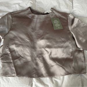 Crop top blouse metallic new with tag